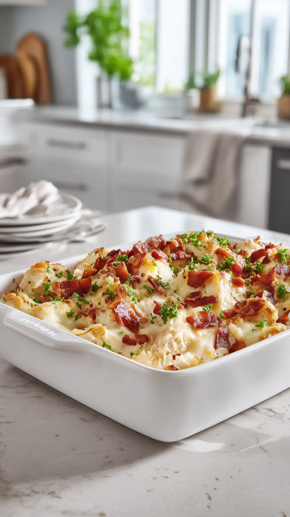Keto-Friendly Chicken Bacon Caesar Casserole