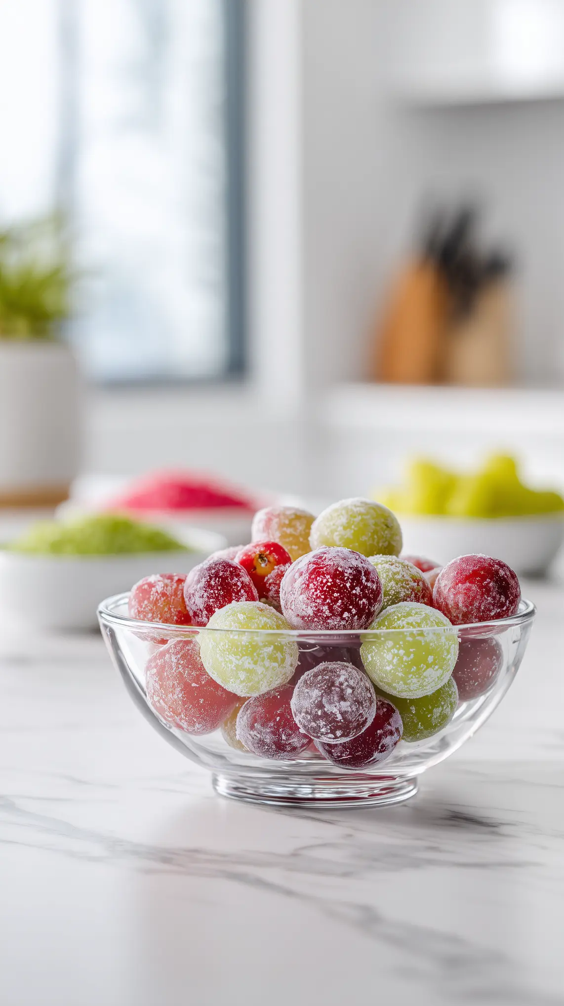 Frozen Grapes with Lime Jello Dust