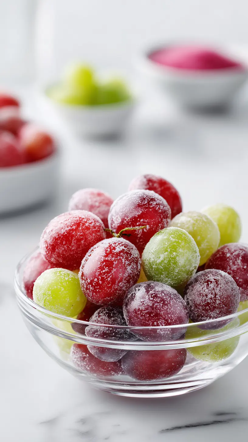 Frozen Grapes with Lime Jello Dust