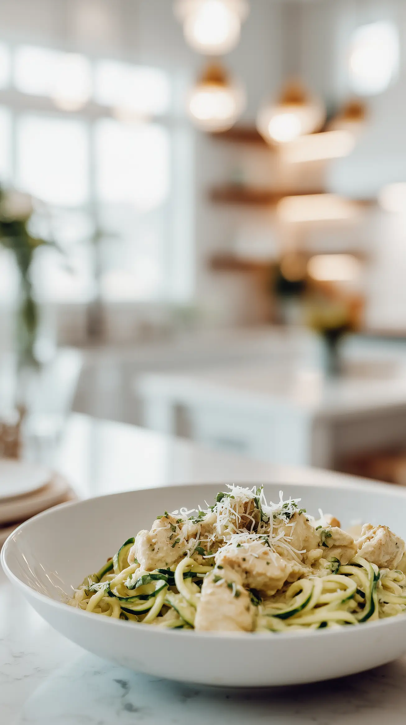 Keto Chicken Alfredo Zucchini Noodles