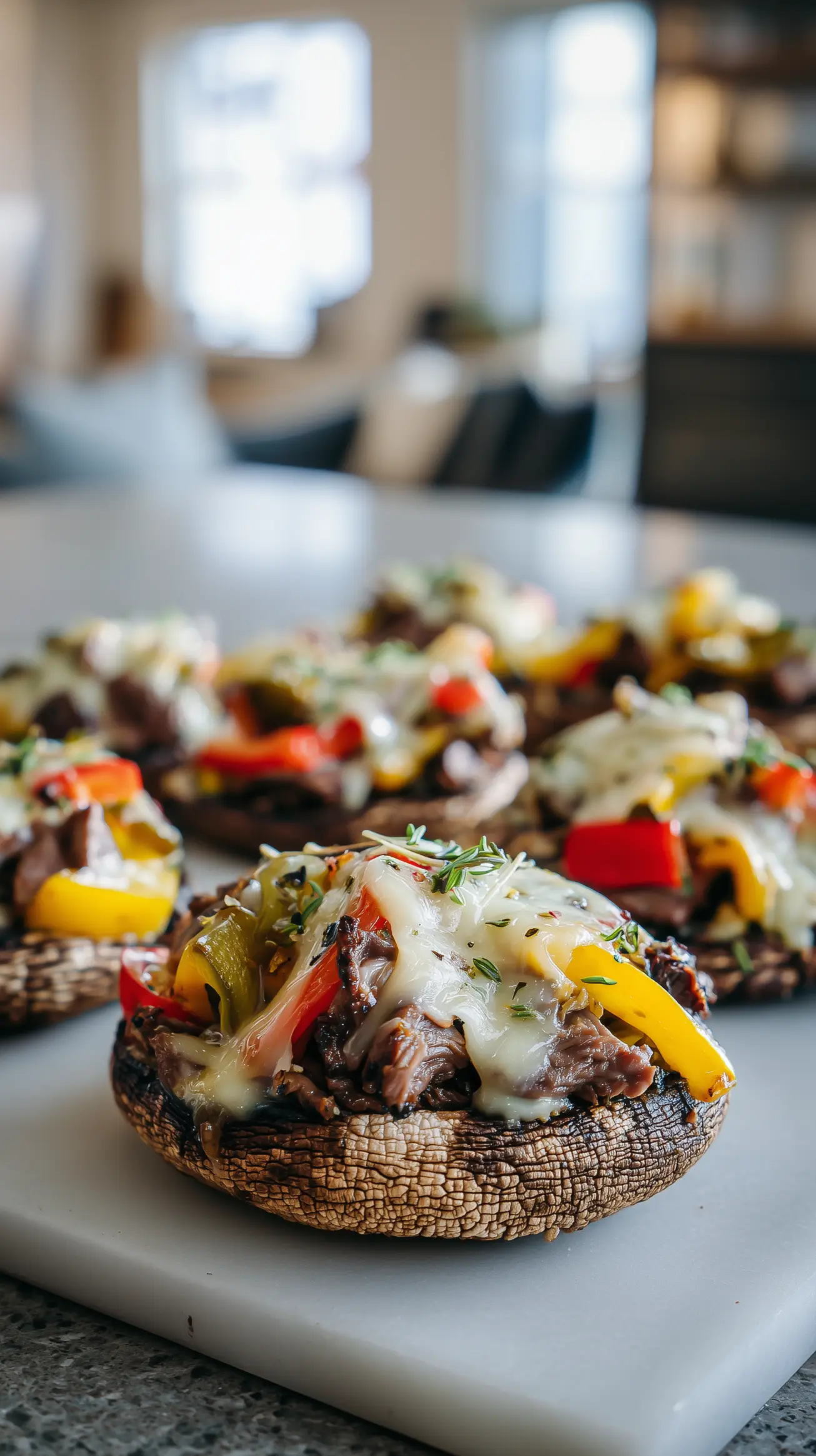 Keto Philly Cheesesteak Stuffed Portobellos