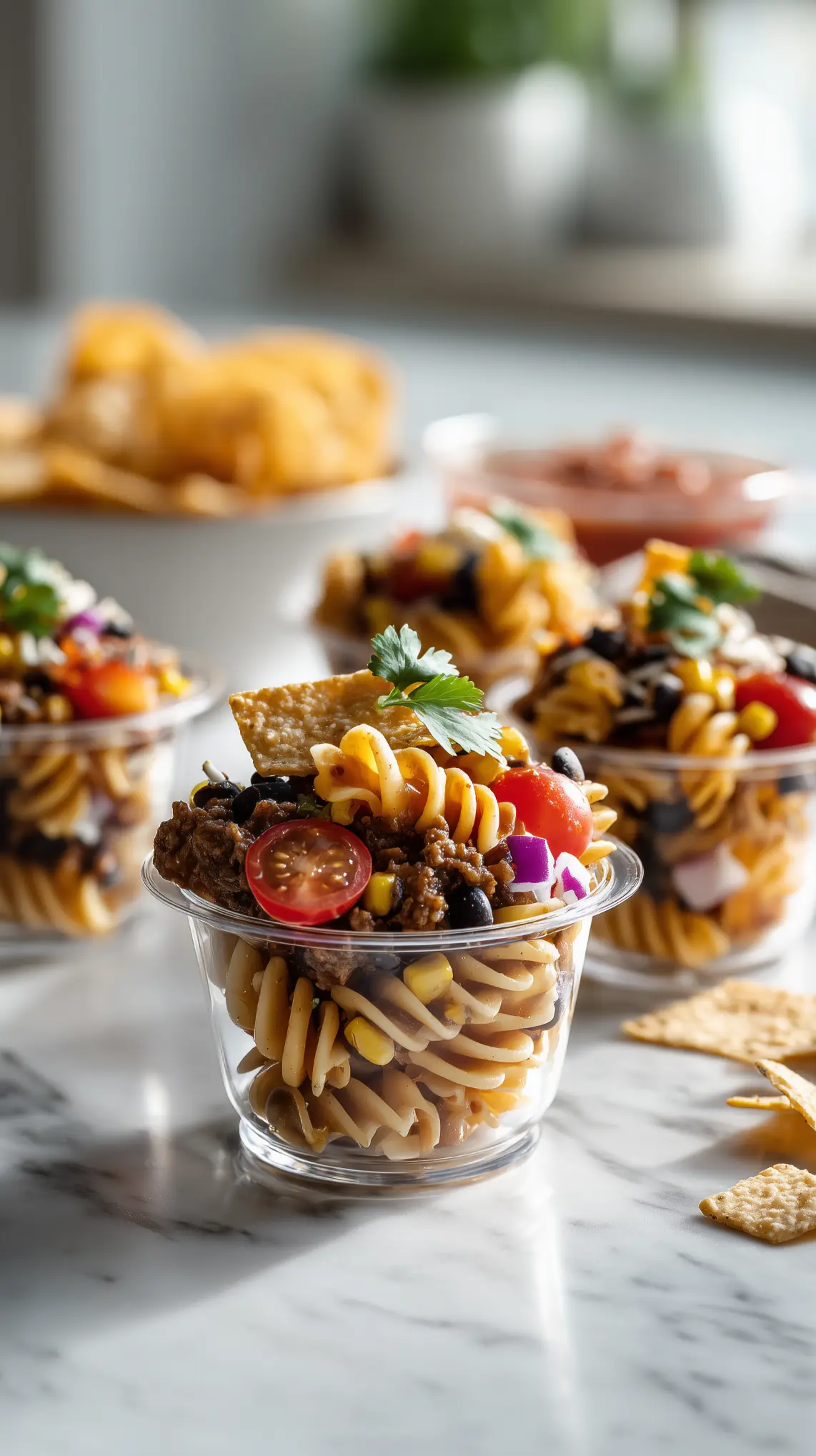 Mini Taco Pasta Salad Cups