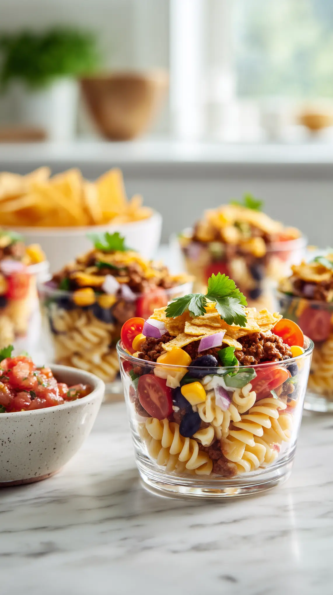Mini Taco Pasta Salad Cups