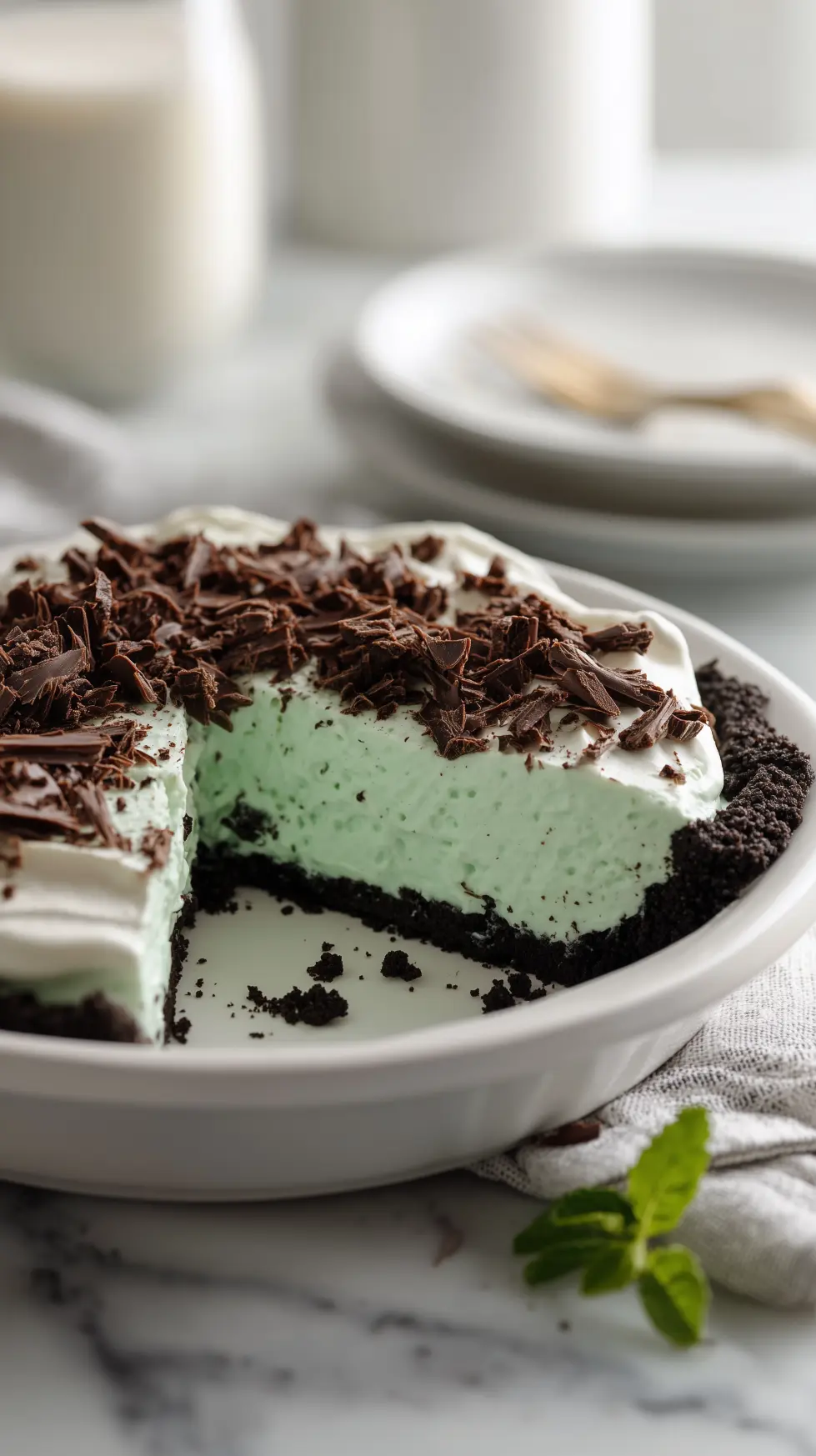 Grasshopper Pie with Mint Oreo Crust (No Bake)