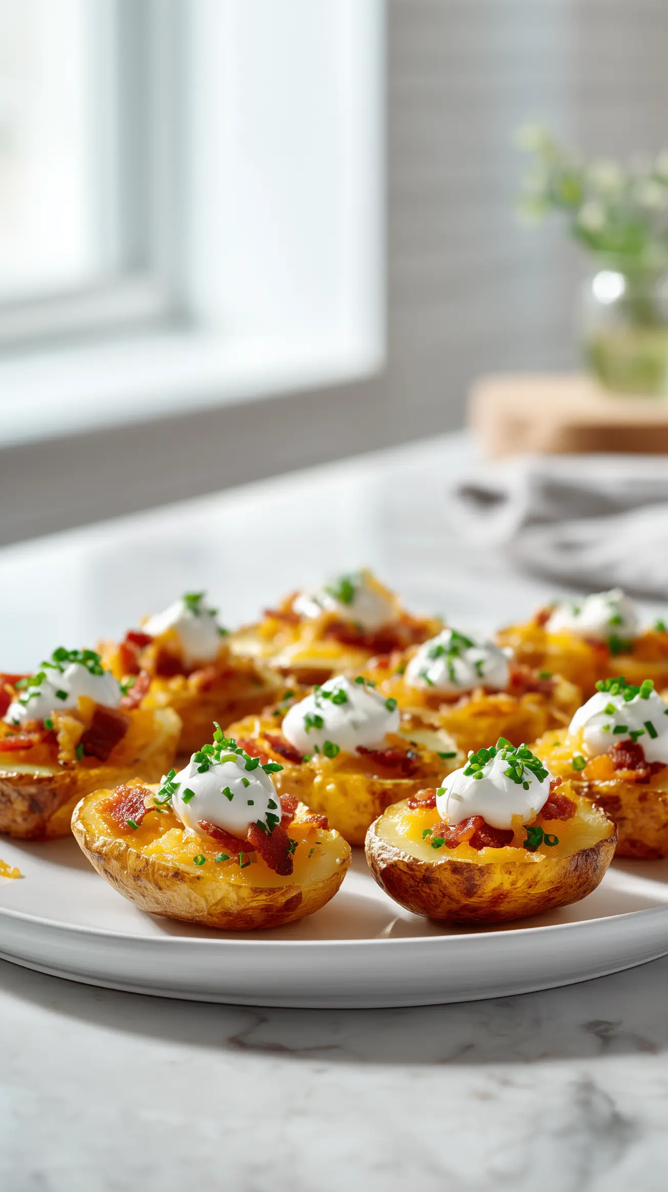 Crispy Potato Skins with Bacon & Chives Recipe