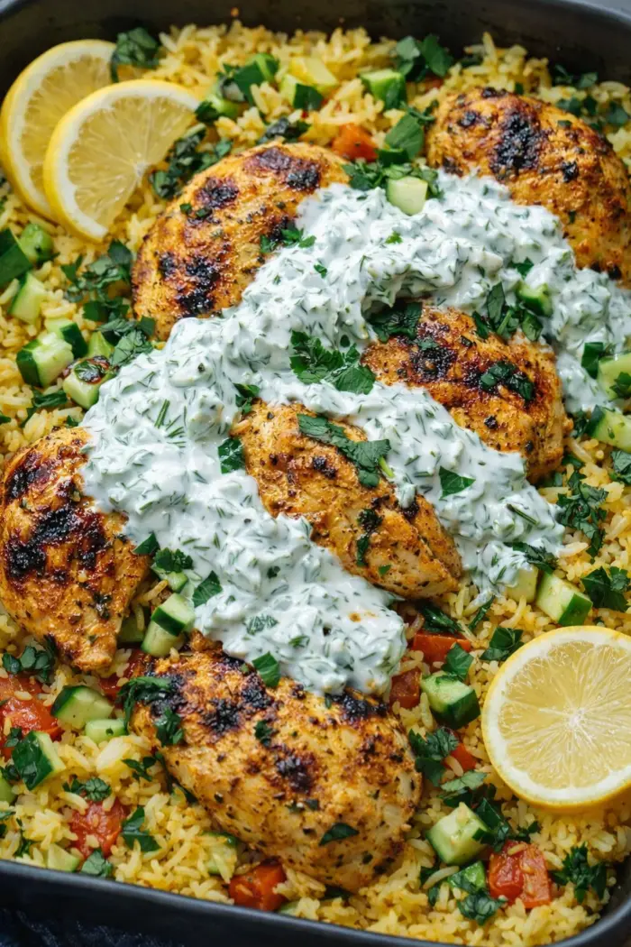 Baked Chicken Tzatziki Rice Bowl