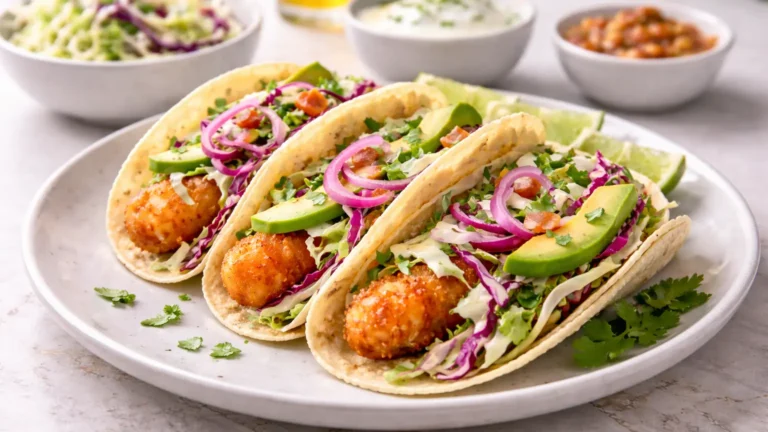 Crispy Baja Fish Tacos with Lime Crema