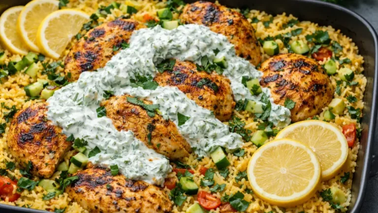 Baked Chicken Tzatziki Rice Bowl