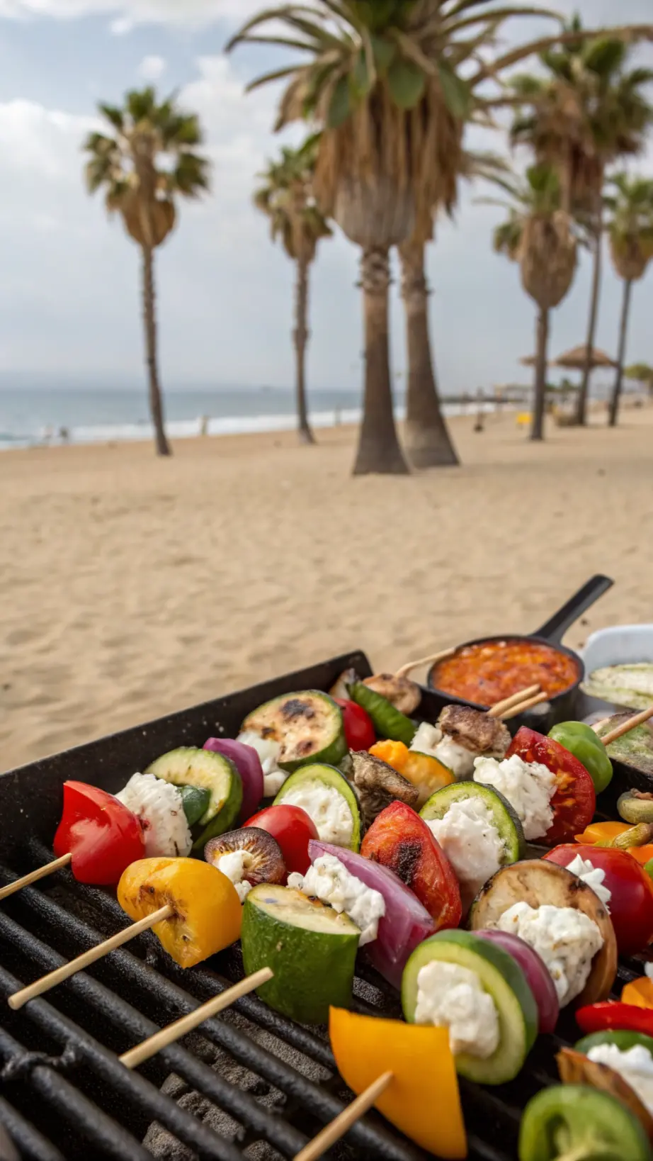 Grilled Veggie Skewers with Feta
