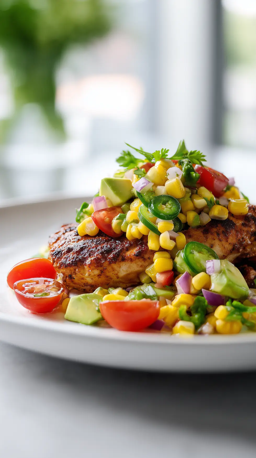 Cajun Chicken with Avocado Corn Salsa