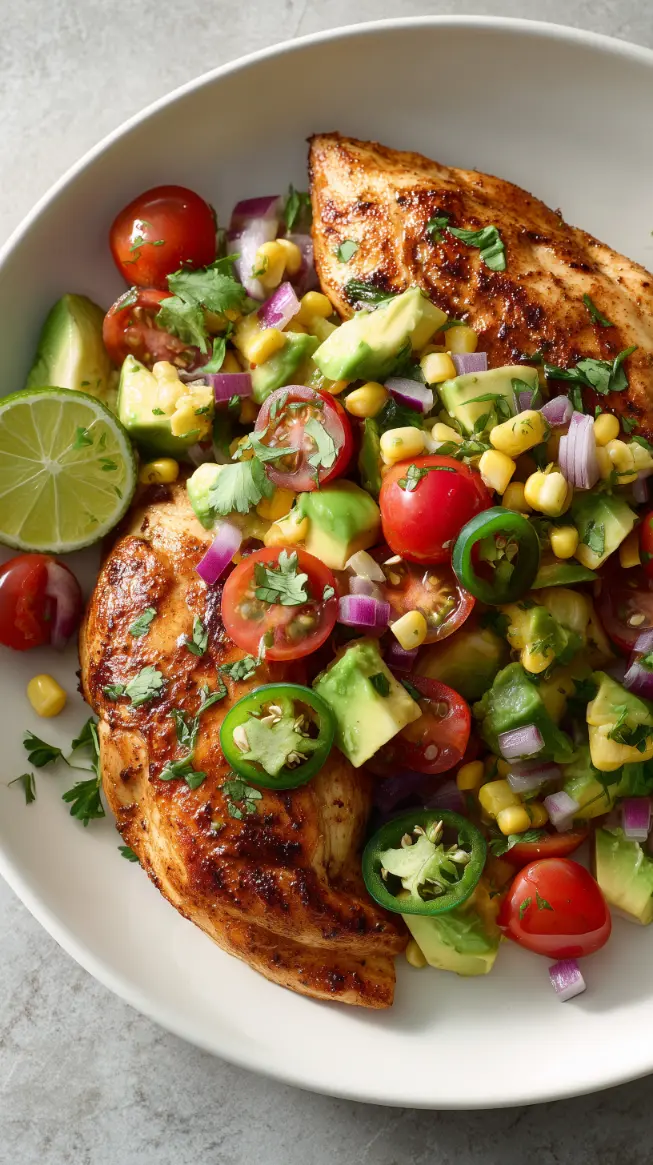 Cajun Chicken with Avocado Corn Salsa
