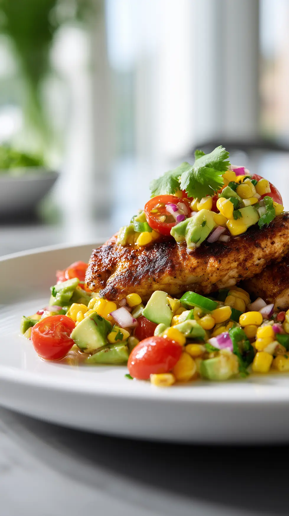 Cajun Chicken with Avocado Corn Salsa