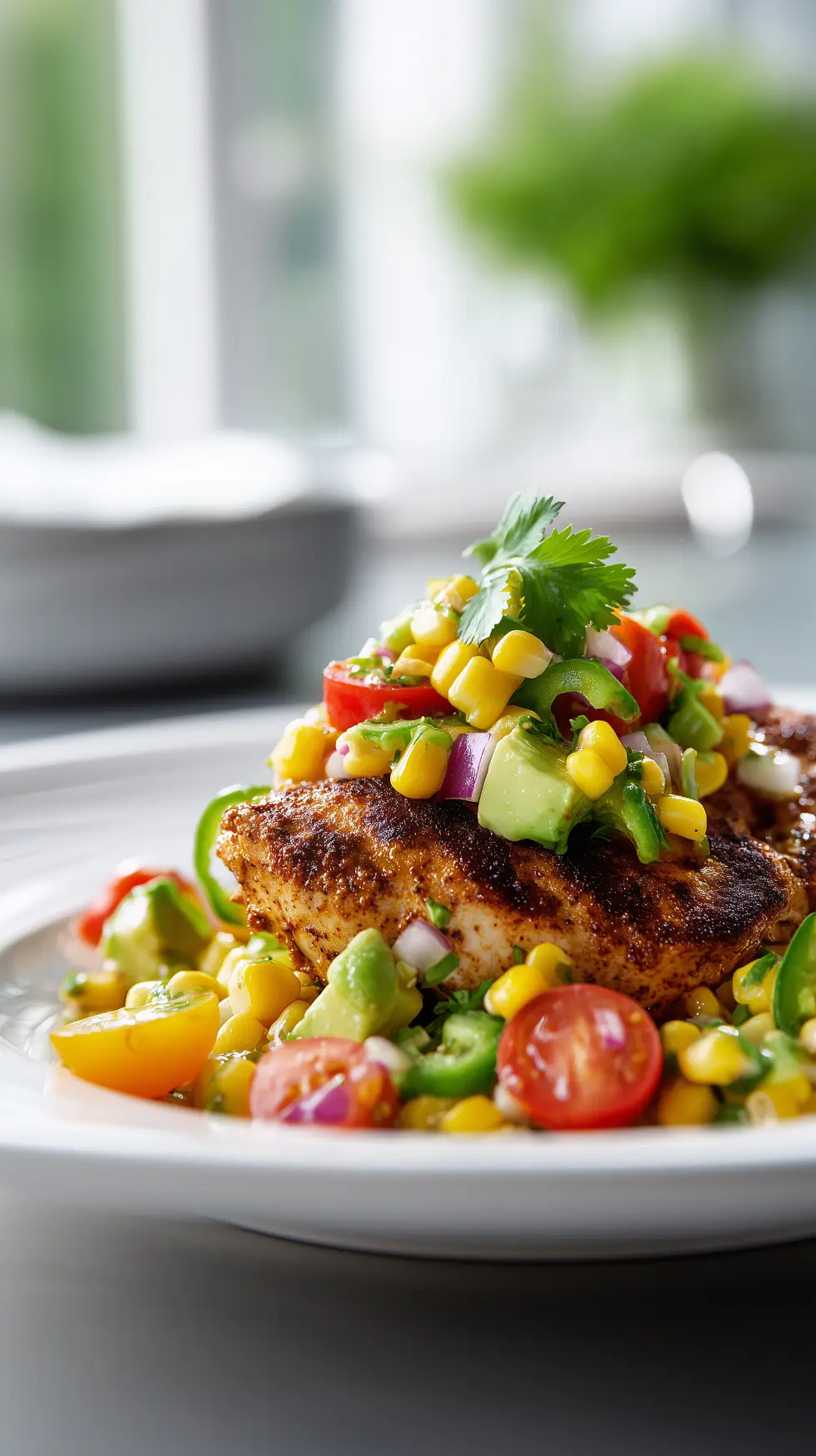 Cajun Chicken with Avocado Corn Salsa