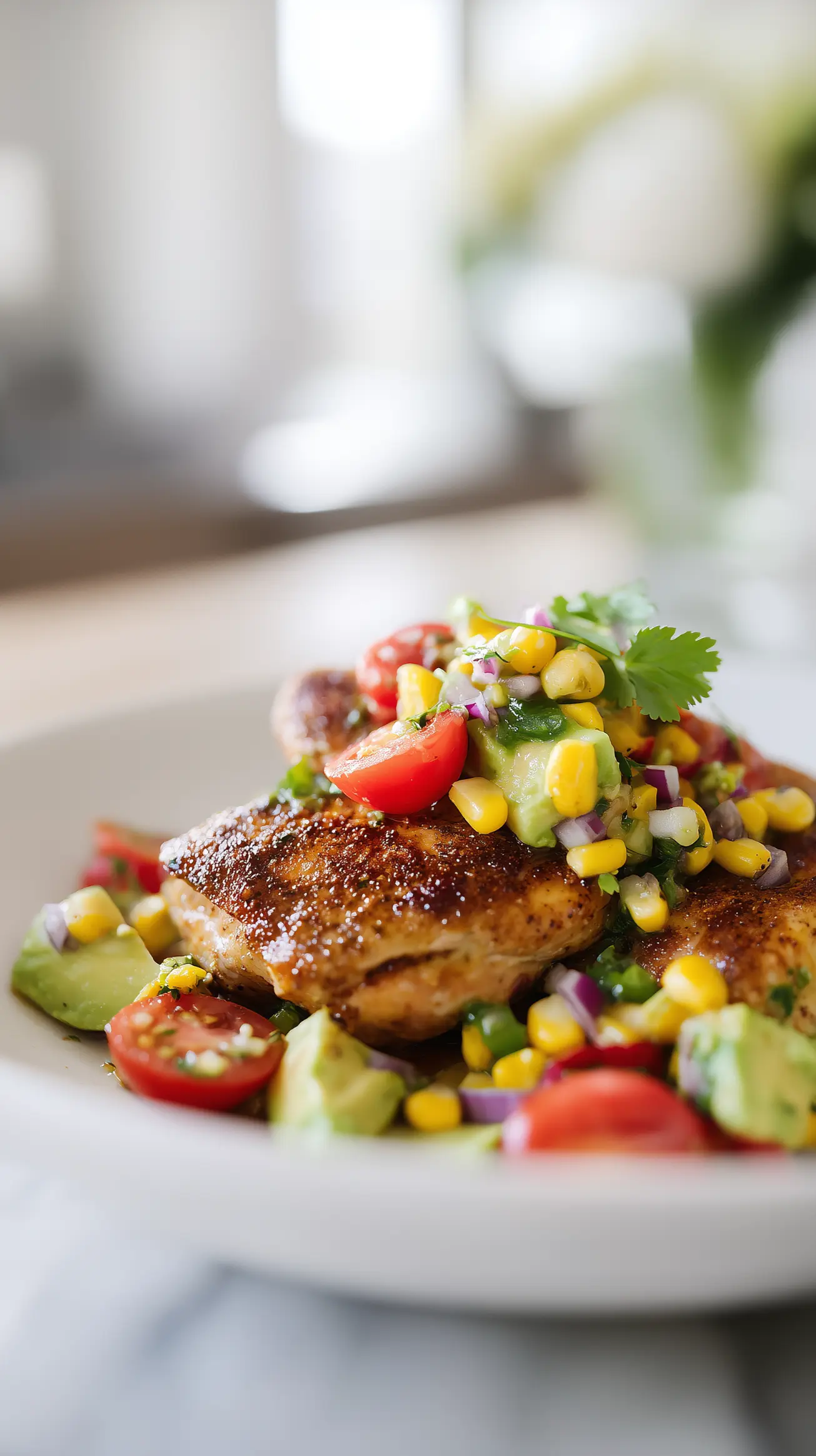 Cajun Chicken with Avocado Corn Salsa