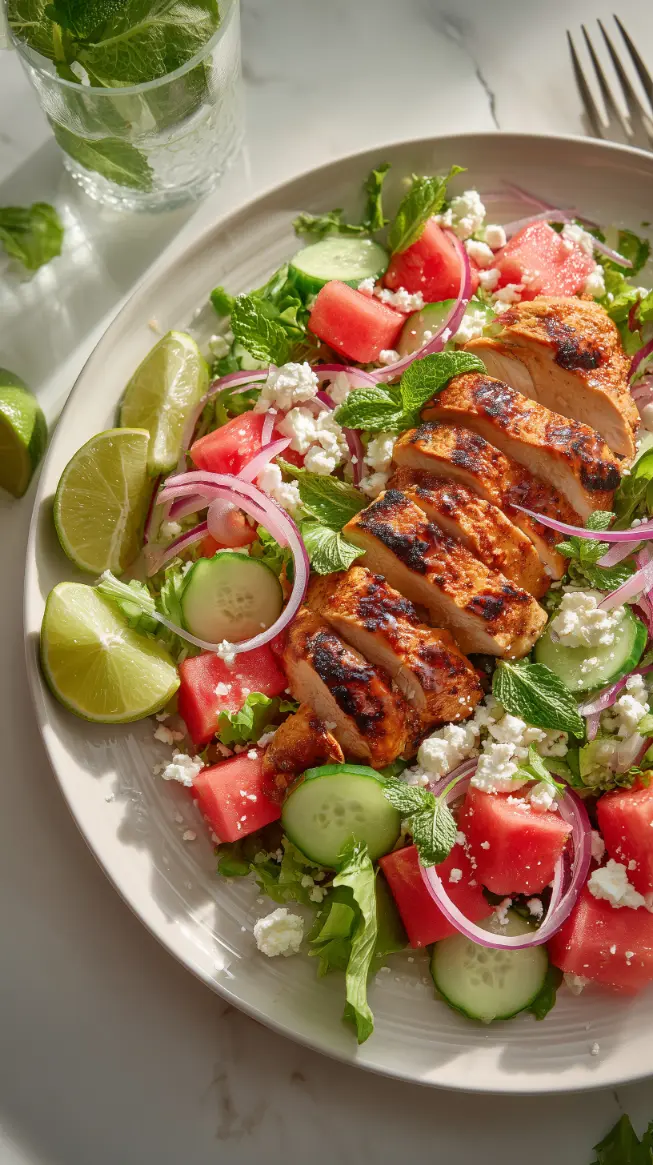 Honey Lime Chicken and Watermelon Salad