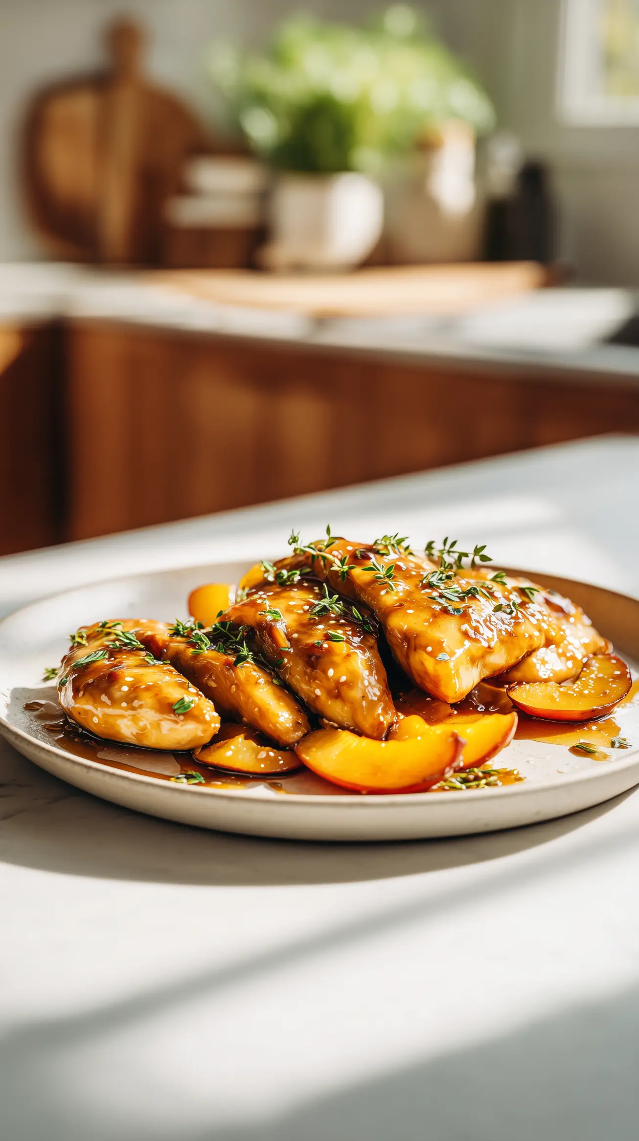 Hot Honey Peach Chicken Skillet