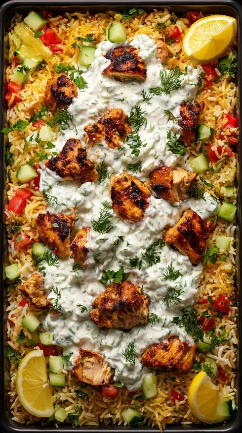 Baked Chicken Tzatziki Rice Bowl