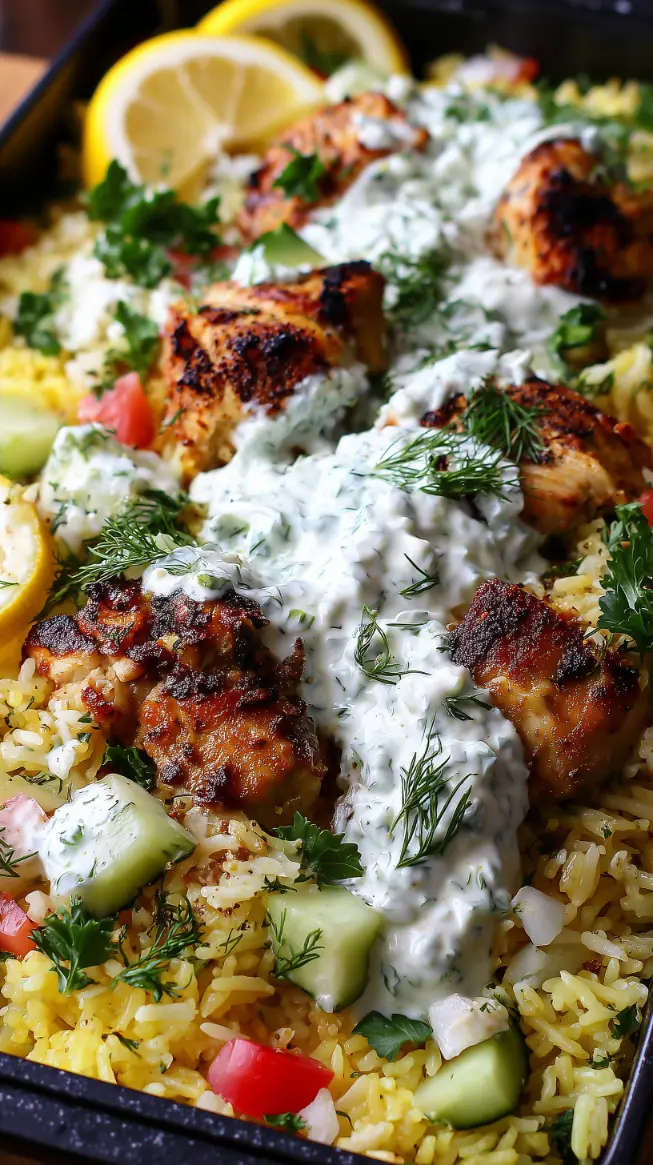 Baked Chicken Tzatziki Rice Bowl