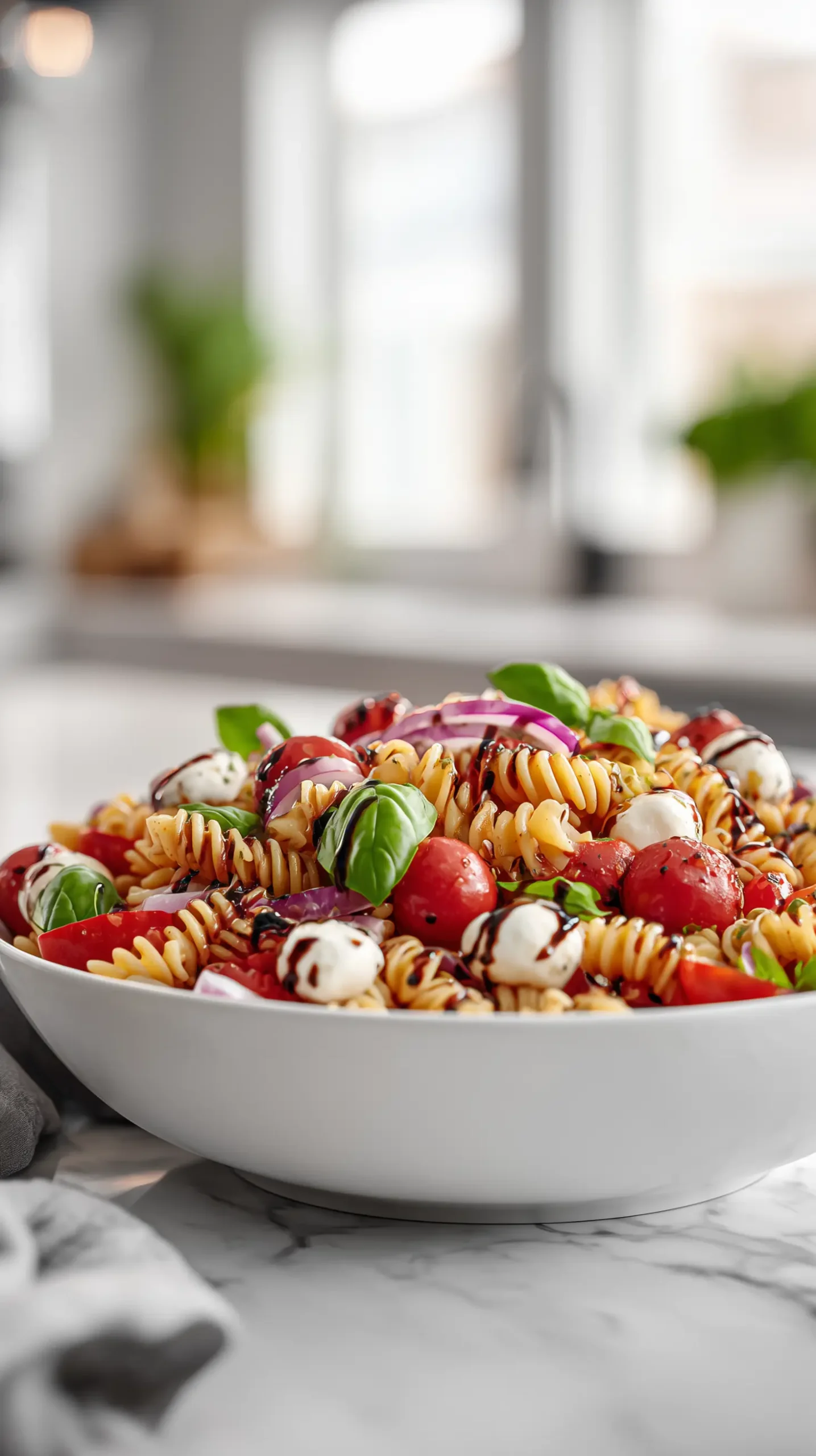 Bruschetta Pasta Salad with Fresh Basil