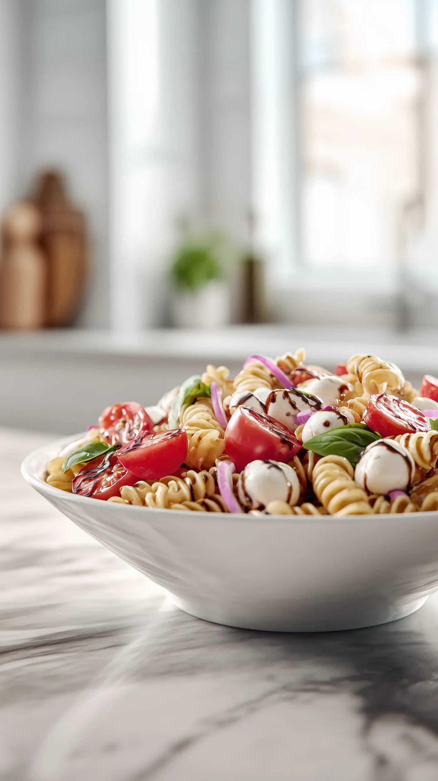 Bruschetta Pasta Salad with Fresh Basil