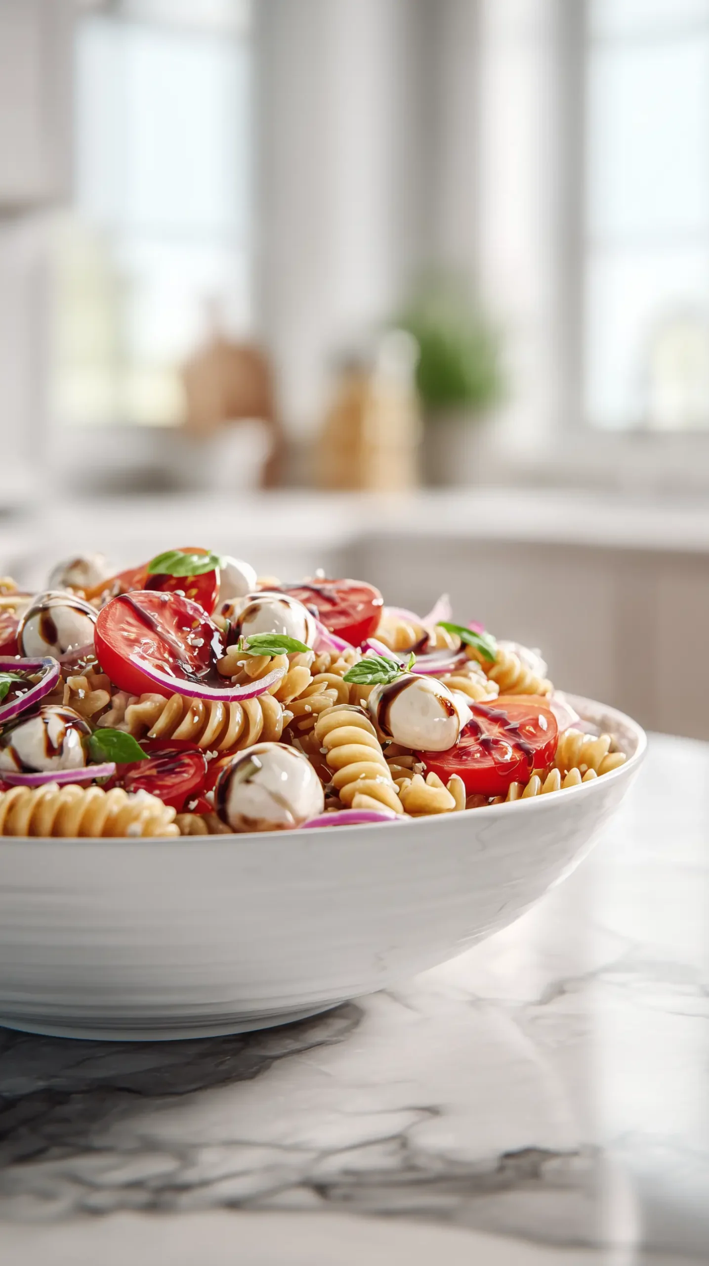 Bruschetta Pasta Salad with Fresh Basil