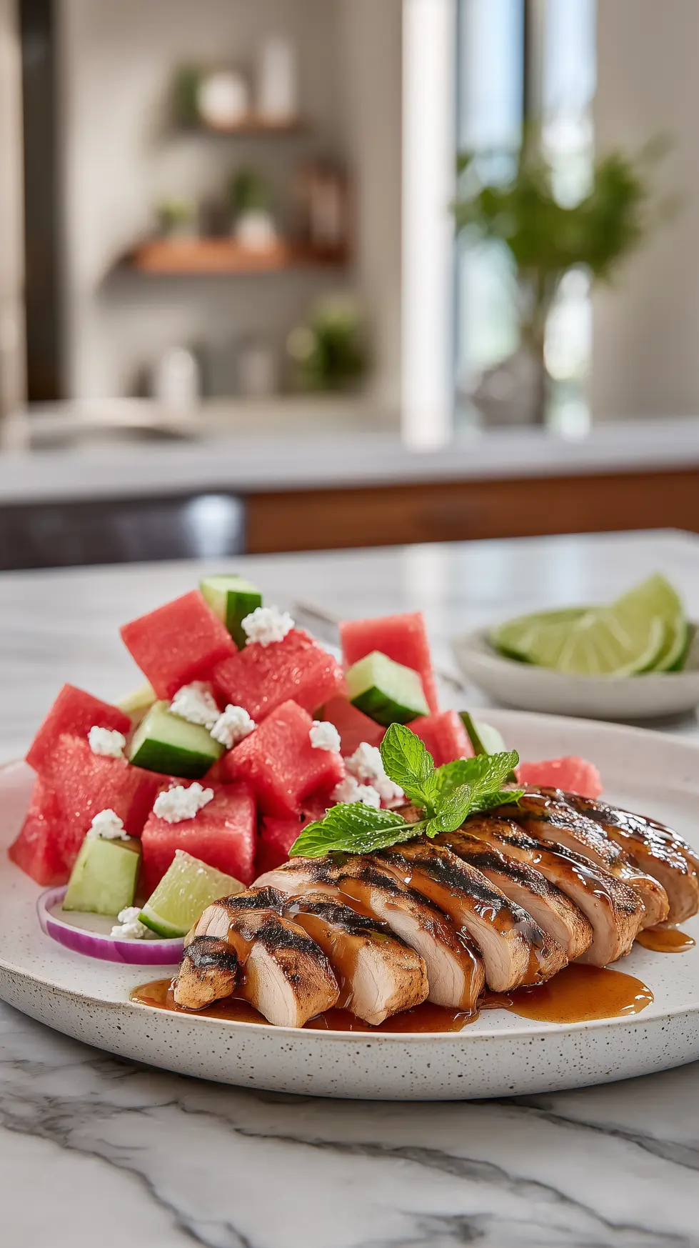 Honey Lime Chicken and Watermelon Salad