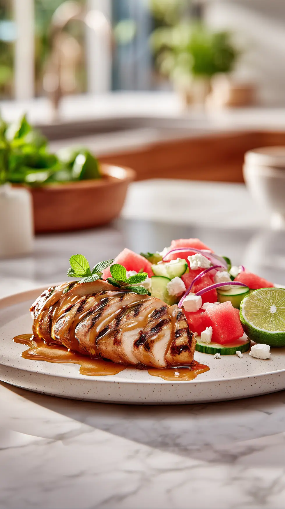 Honey Lime Chicken and Watermelon Salad