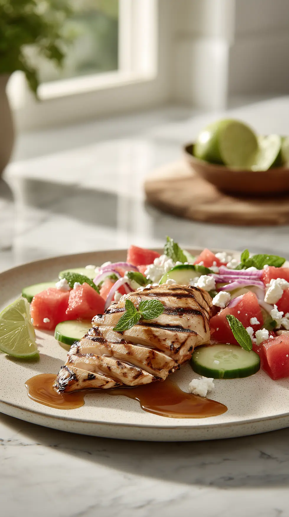 Honey Lime Chicken and Watermelon Salad
