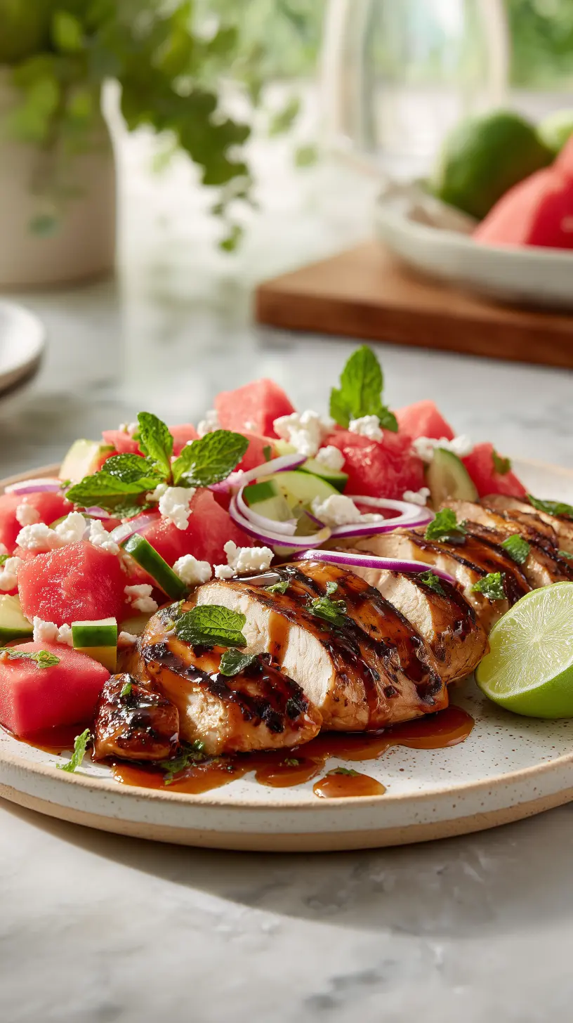 Honey Lime Chicken and Watermelon Salad