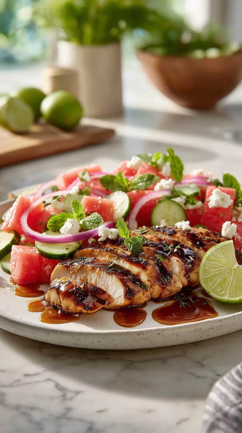 Honey Lime Chicken and Watermelon Salad