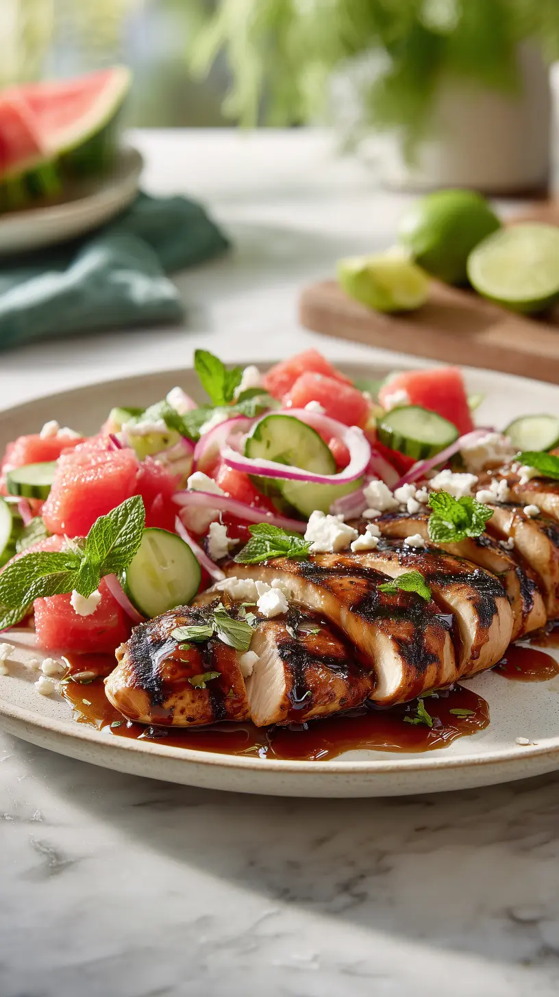 Honey Lime Chicken and Watermelon Salad