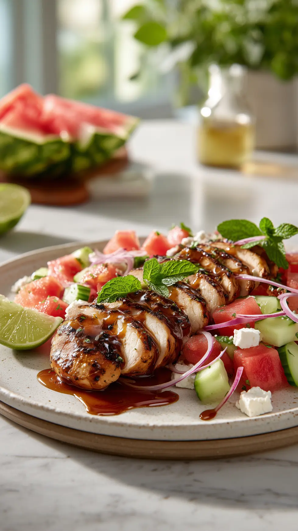 Honey Lime Chicken and Watermelon Salad