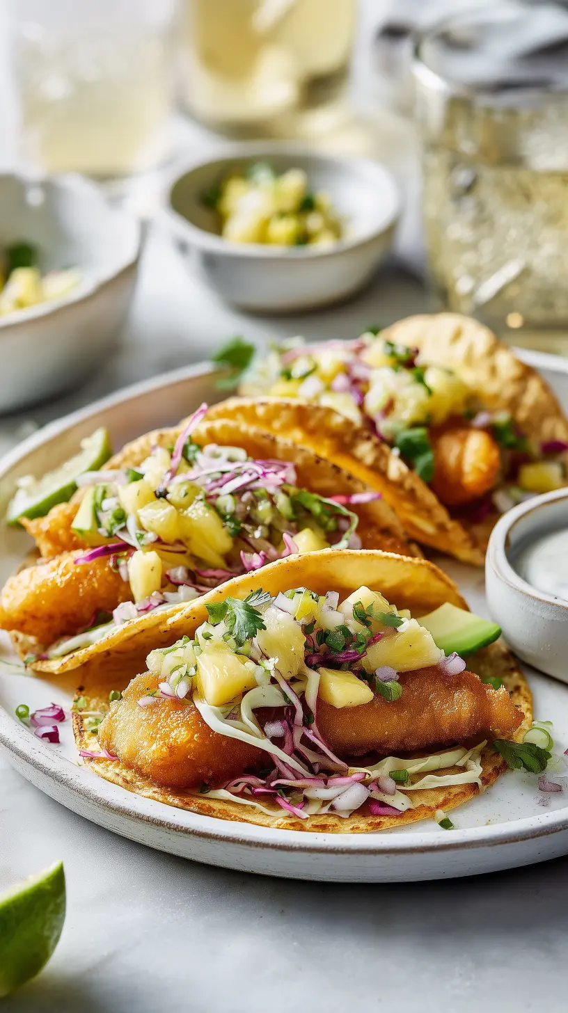 Crispy Fish Tacos with Pineapple Jalapeño Salsa