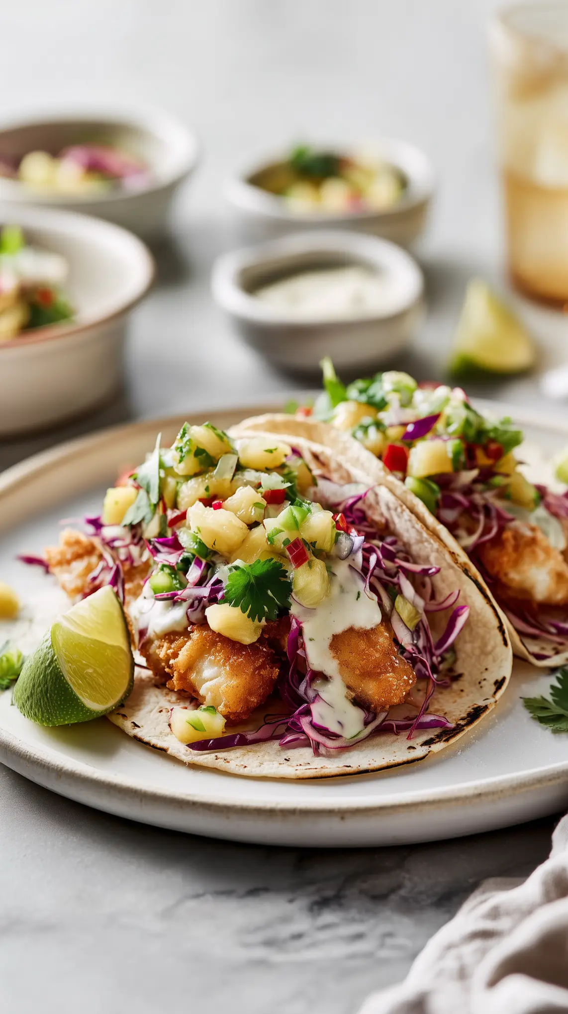 Crispy Fish Tacos with Pineapple Jalapeño Salsa