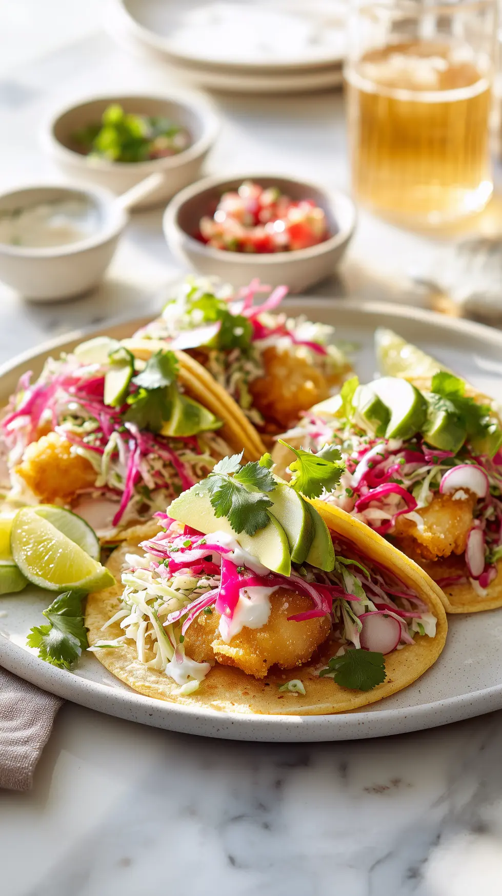 Crispy Baja Fish Tacos with Lime Crema
