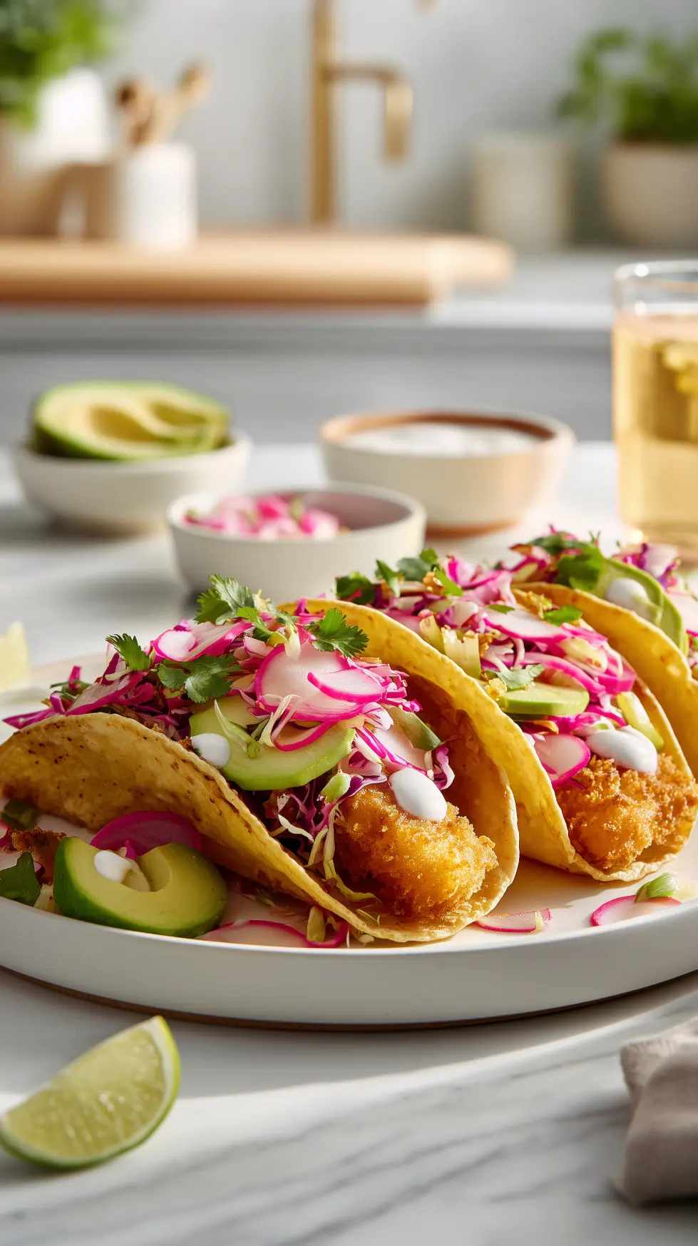 Crispy Baja Fish Tacos with Lime Crema