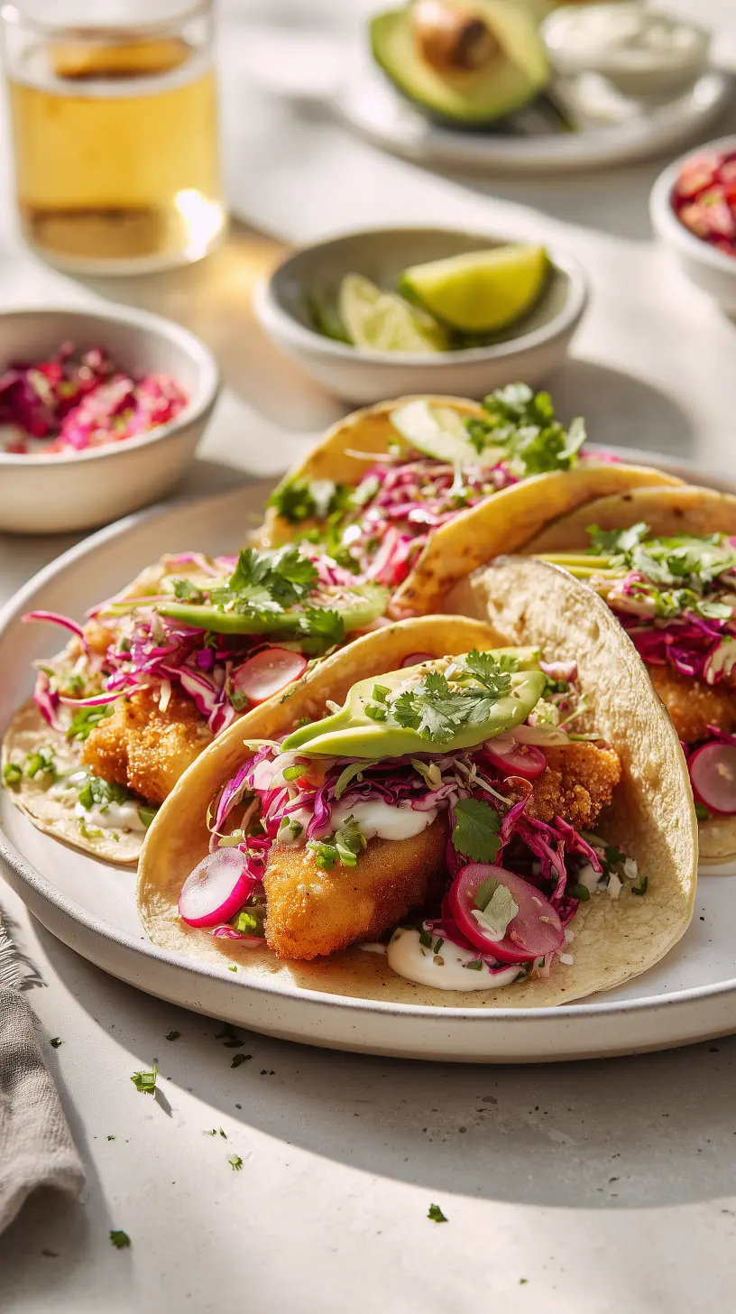 Crispy Baja Fish Tacos with Lime Crema