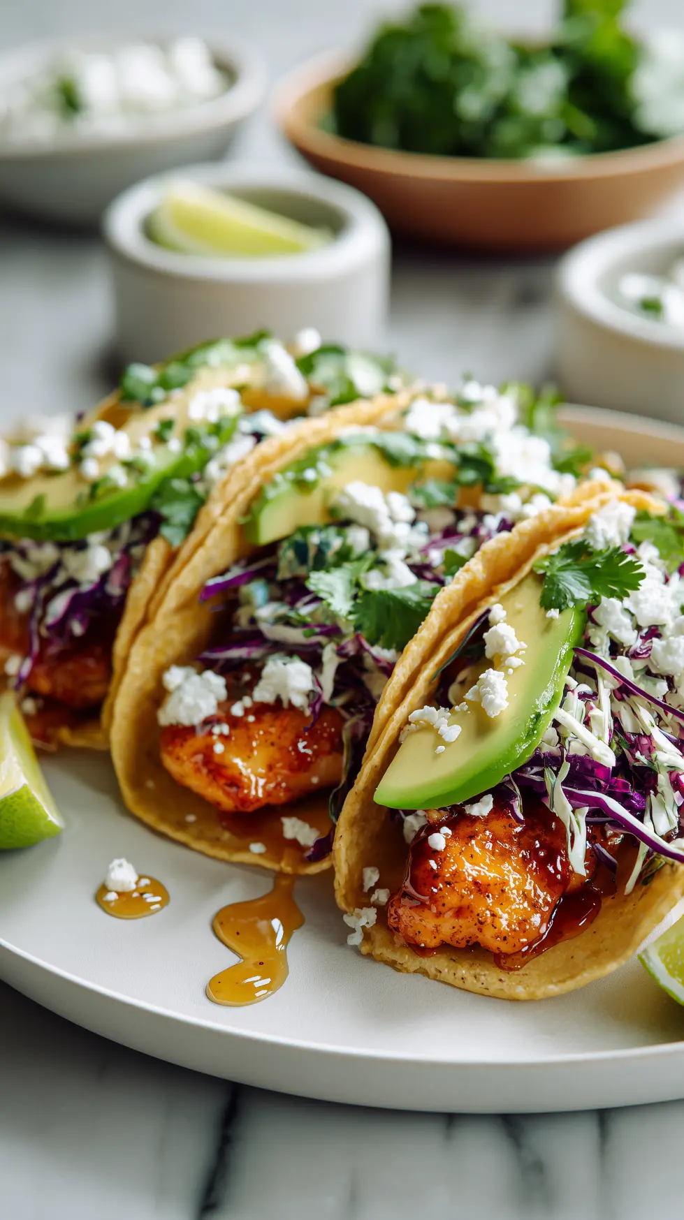 Hot Honey Fish Tacos with Creamy Slaw