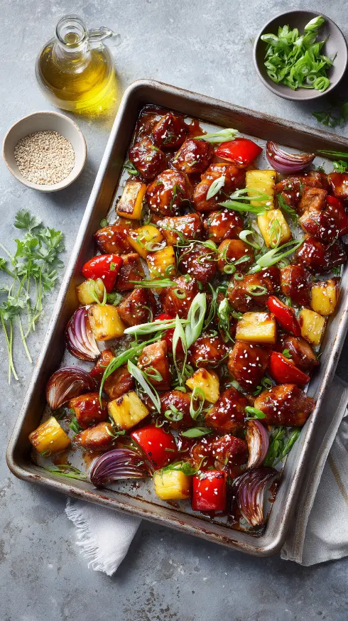 Sweet and Savory Hawaiian Chicken Sheet Pan Recipe