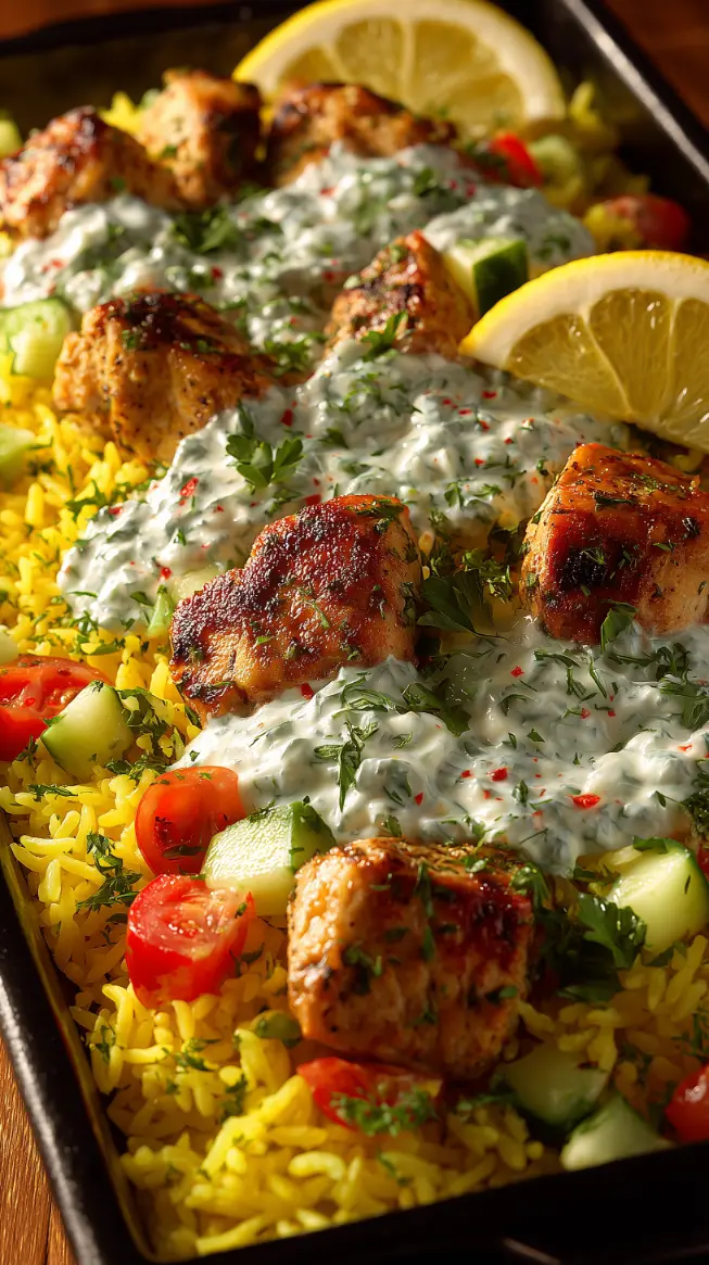 Baked Chicken Tzatziki Rice Bowl