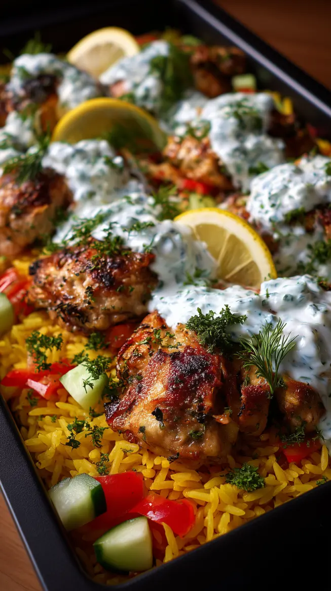 Baked Chicken Tzatziki Rice Bowl